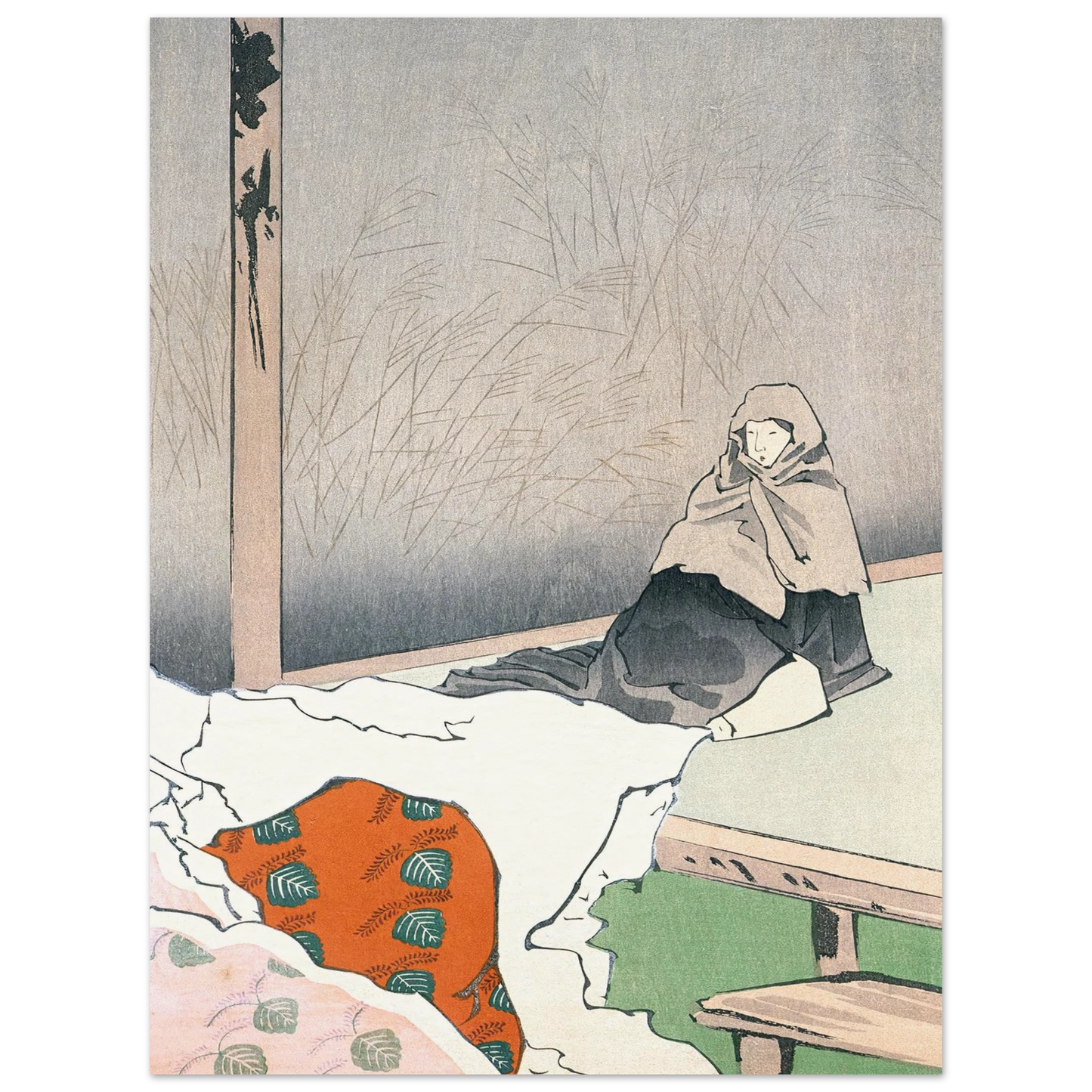 The Dancer Hotoke Gozen at Giōji (1897) Art Print | Kobayashi Kiyochika - Framed Poster - 30x40 cm / 12x16″ - Black frame