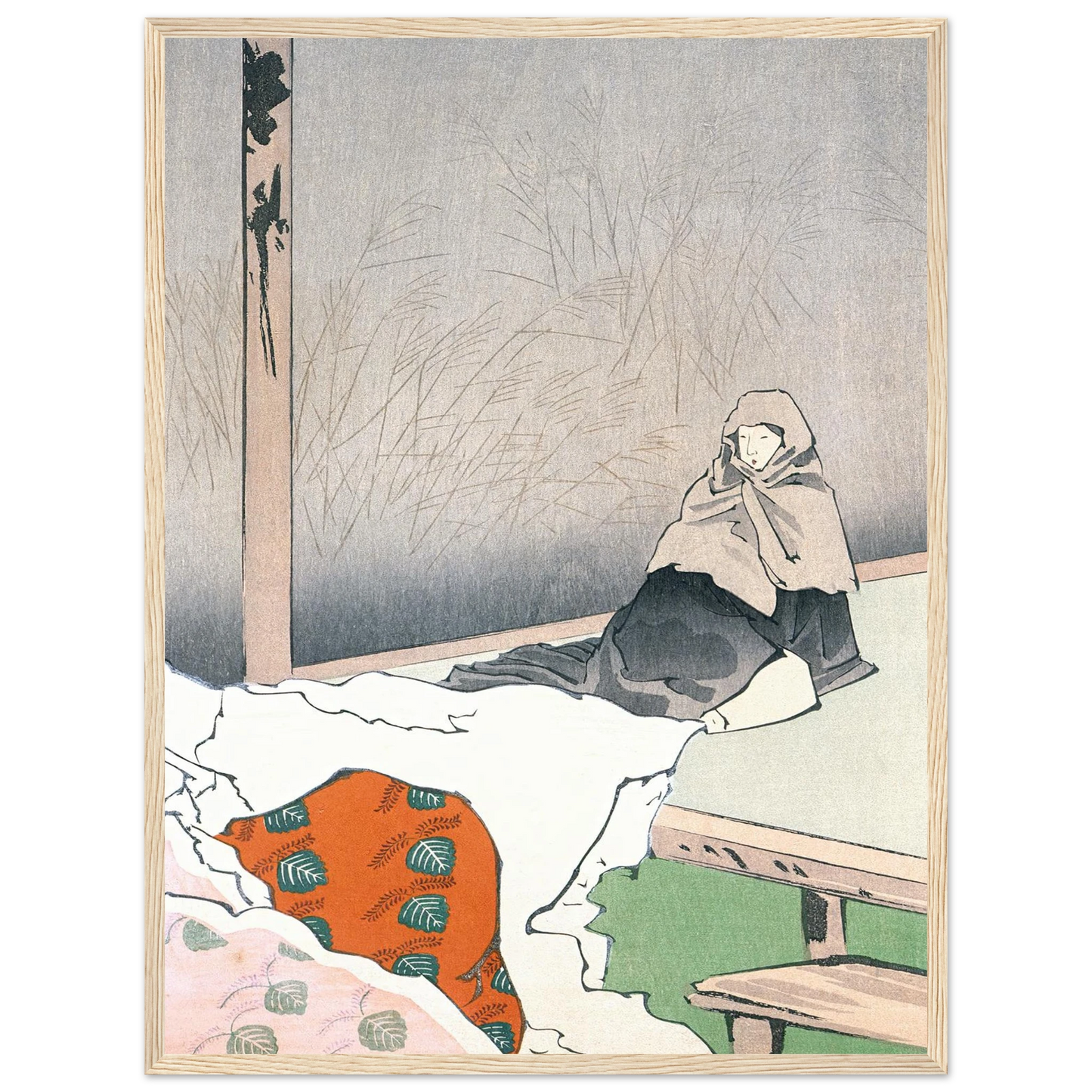 The Dancer Hotoke Gozen at Giōji (1897) Art Print | Kobayashi Kiyochika - Framed Poster - 30x40 cm / 12x16″ - Black frame