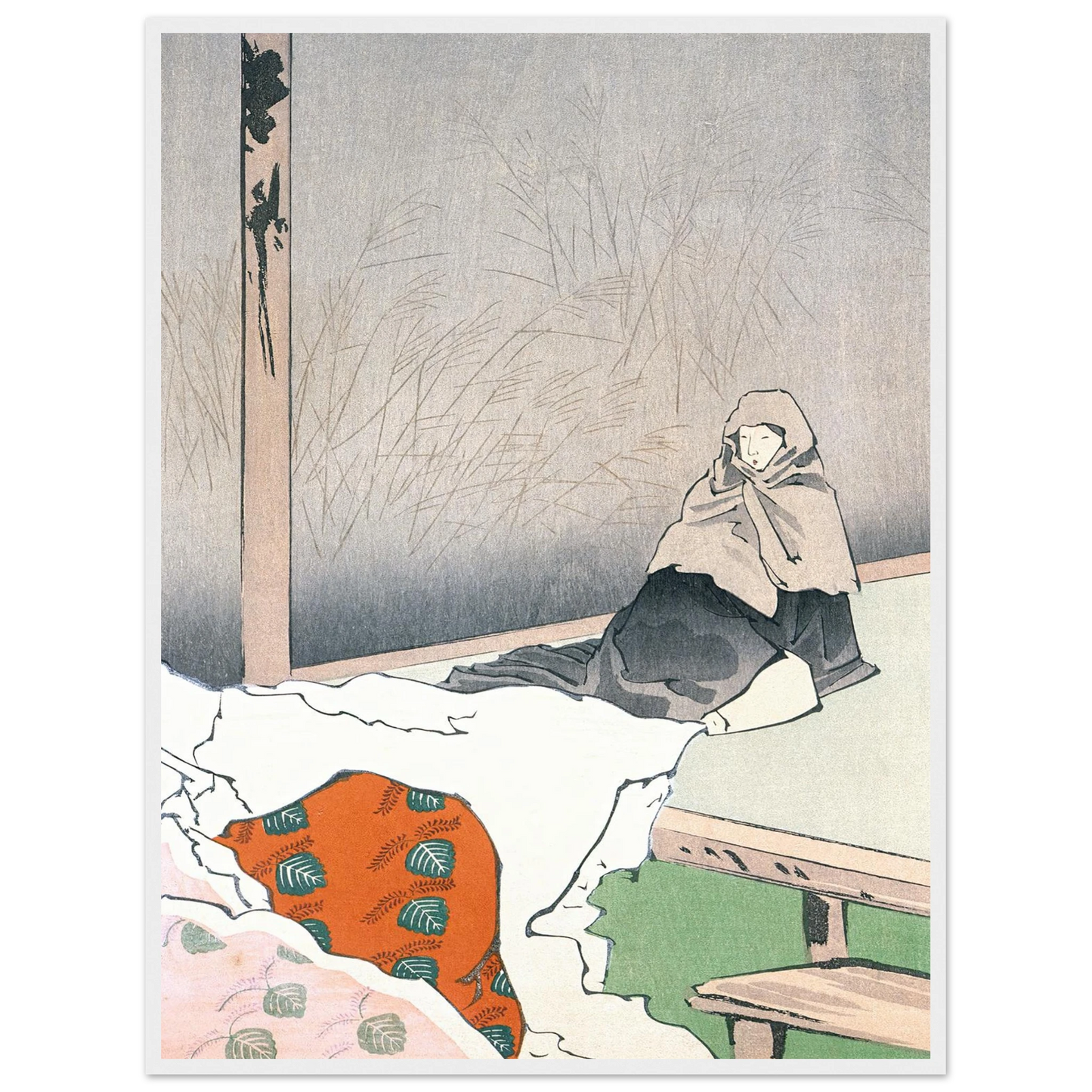 The Dancer Hotoke Gozen at Giōji (1897) Art Print | Kobayashi Kiyochika - Framed Poster - 30x40 cm / 12x16″ - Black frame