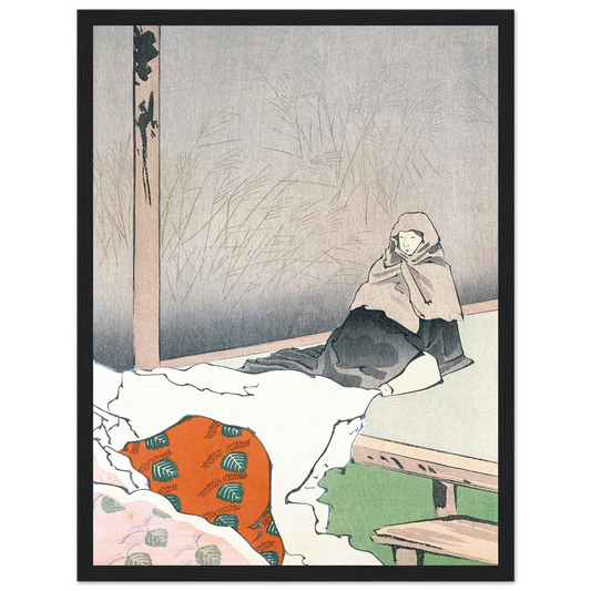 The Dancer Hotoke Gozen at Giōji (1897) Art Print | Kobayashi Kiyochika - Framed Poster - 30x40 cm / 12x16″ - Black frame