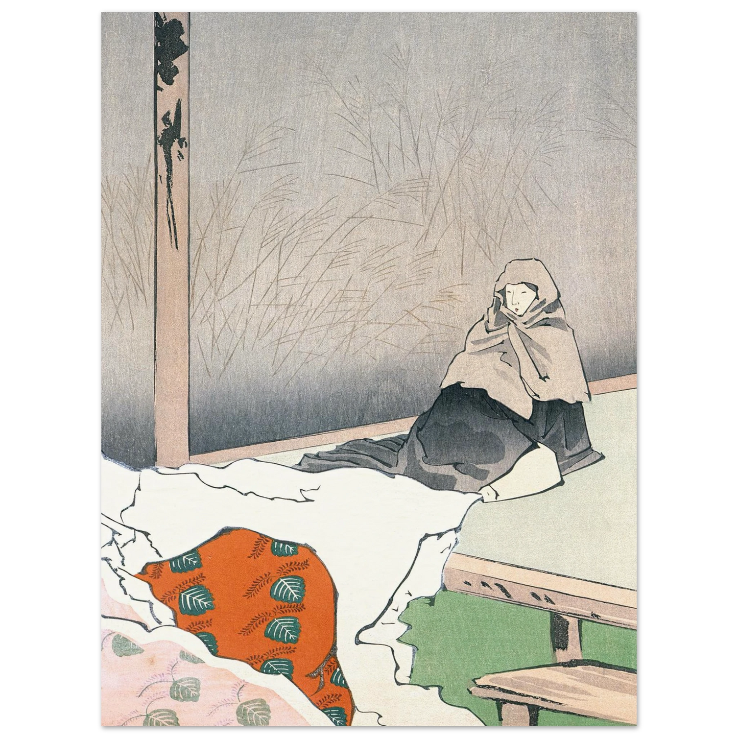 The Dancer Hotoke Gozen at Giōji (1897) Art Print | Kobayashi Kiyochika - Framed Poster - 30x40 cm / 12x16″ - Black frame