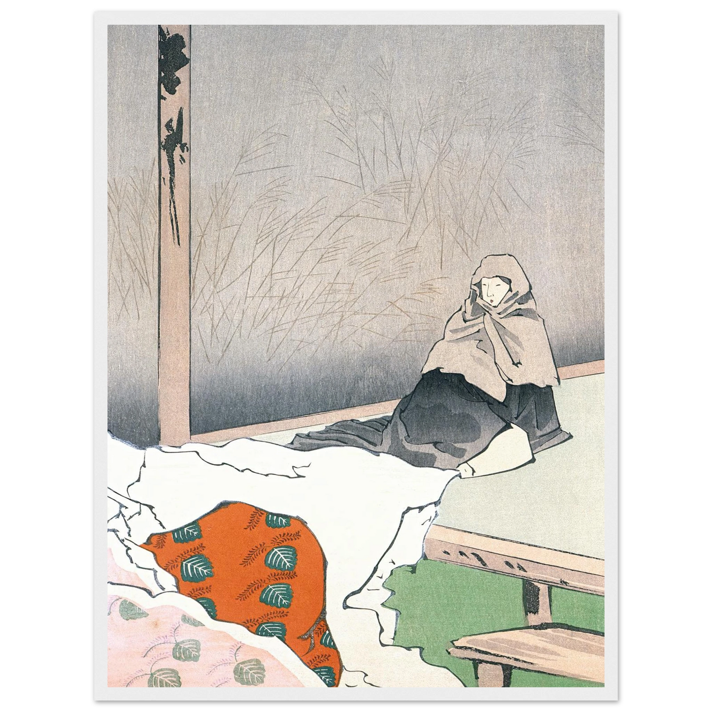 The Dancer Hotoke Gozen at Giōji (1897) Art Print | Kobayashi Kiyochika - Framed Poster - 30x40 cm / 12x16″ - Black frame