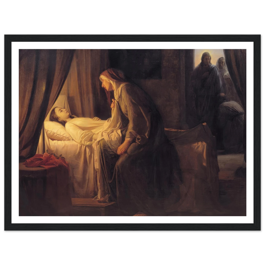 The Daughter of Jairius (1863) Art Print | Carl Bloch - Framed Poster - 30x40 cm / 12x16″ - Black frame