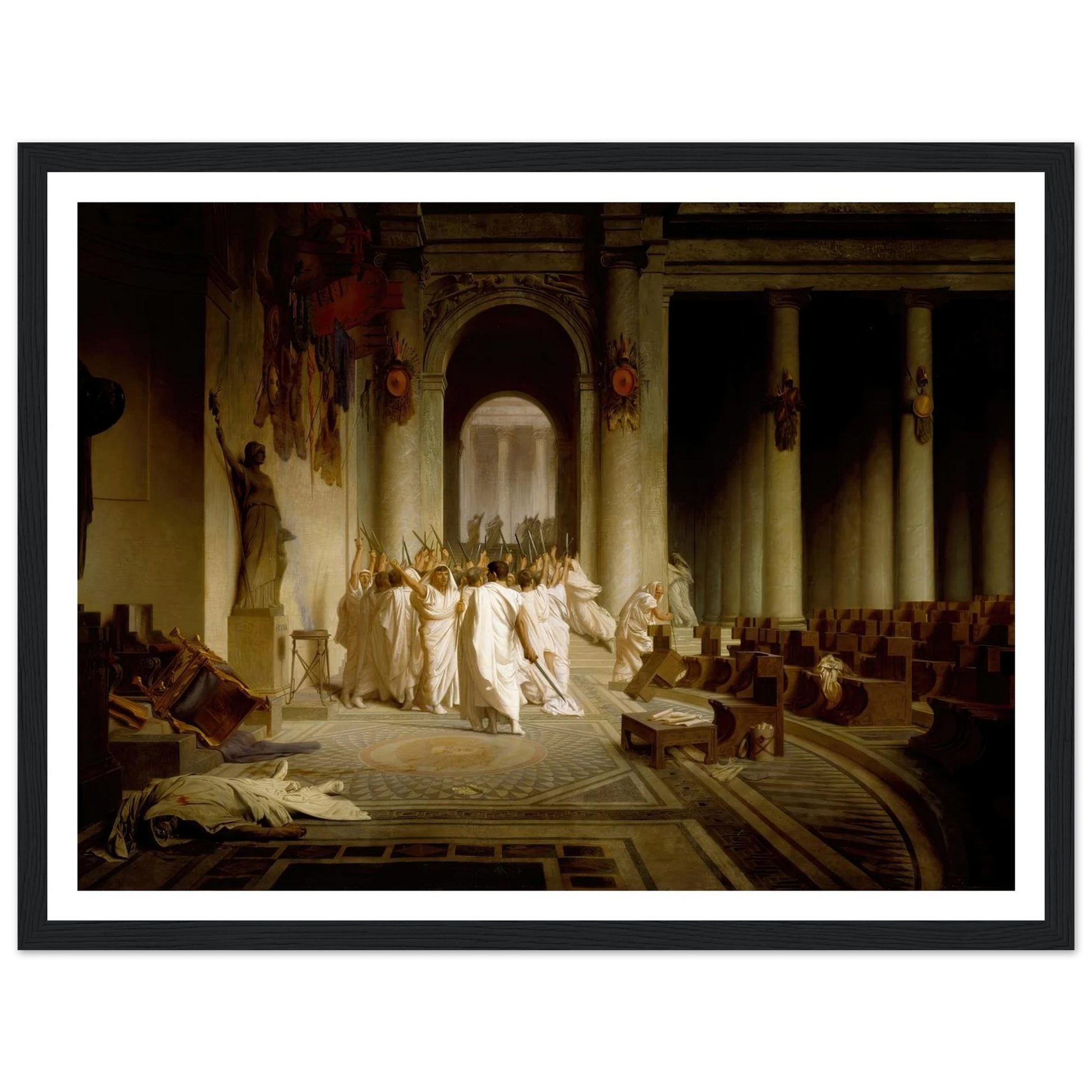 The Death of Caesar (1859-1867) Art Print | Jean Leon Gerome - Framed Poster - 30x40 cm / 12x16″ - Black frame