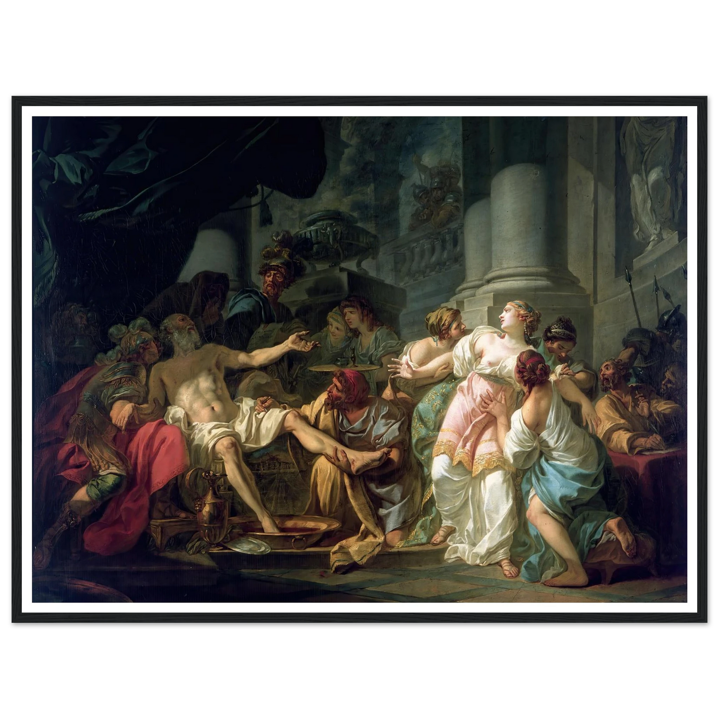 The Death Of Seneca (1773) Art Print | Jacques Louis David - Framed Poster - 30x40 cm / 12x16″ - Black frame