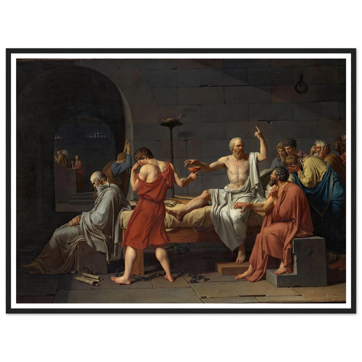 The Death of Socrates (1787) Art Print | Jacques Louis David - Framed Poster - 30x40 cm / 12x16″ - Black frame