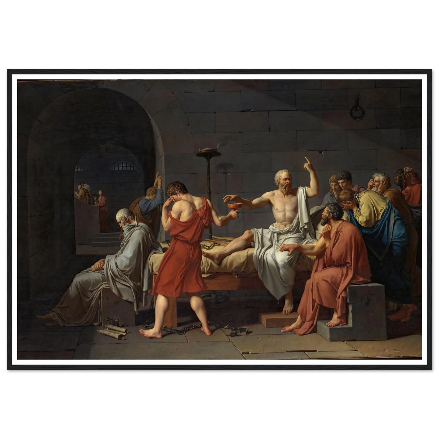 The Death of Socrates (1787) Art Print | Jacques Louis David - Framed Poster - 30x40 cm / 12x16″ - Black frame