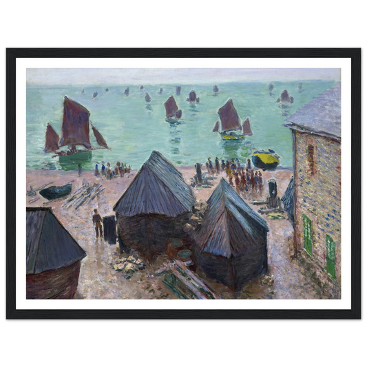 The Departure of the Boats, Étretat (1885) Art Print | Claude Monet - Framed Poster - 30x40 cm / 12x16″ - Black frame