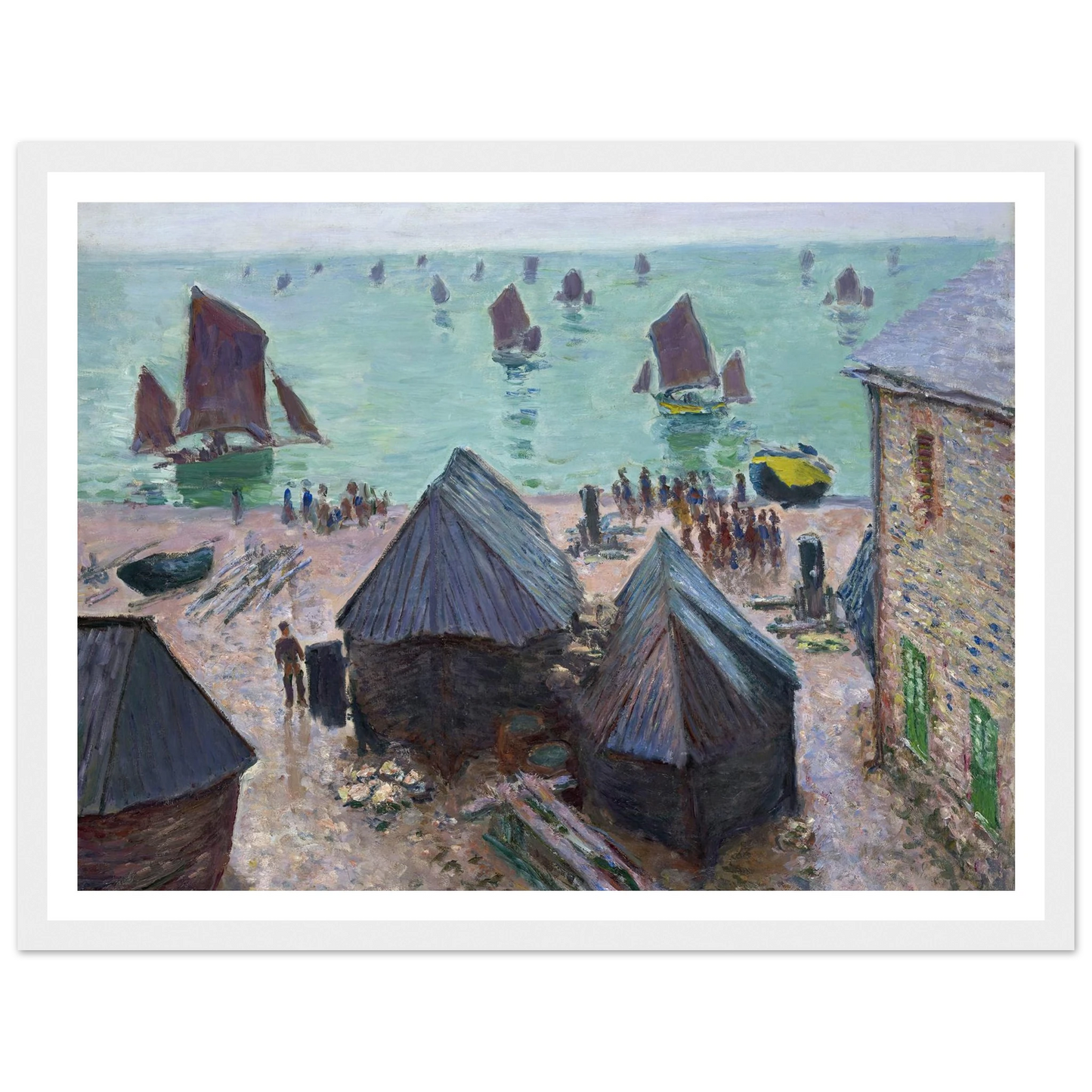 The Departure of the Boats, Étretat (1885) Art Print | Claude Monet - Framed Poster - 30x40 cm / 12x16″ - Black frame
