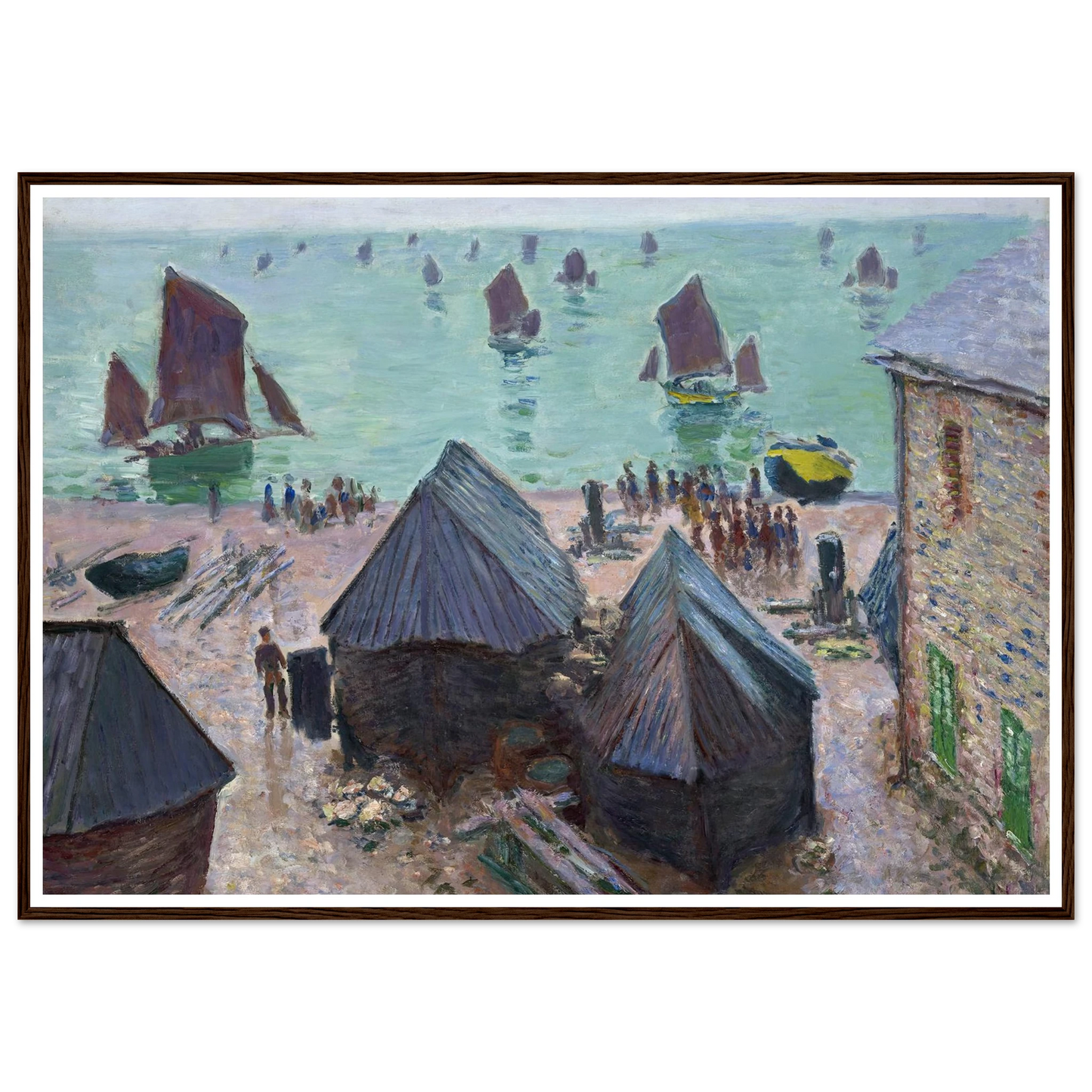 The Departure of the Boats, Étretat (1885) Art Print | Claude Monet - Framed Poster - 30x40 cm / 12x16″ - Black frame