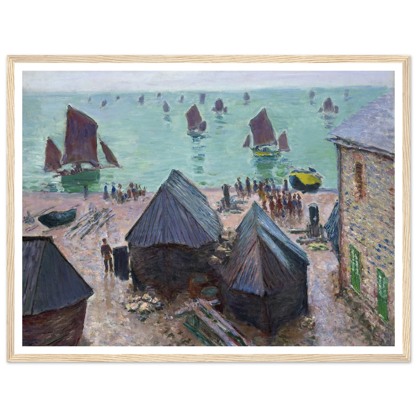 The Departure of the Boats, Étretat (1885) Art Print | Claude Monet - Framed Poster - 30x40 cm / 12x16″ - Black frame