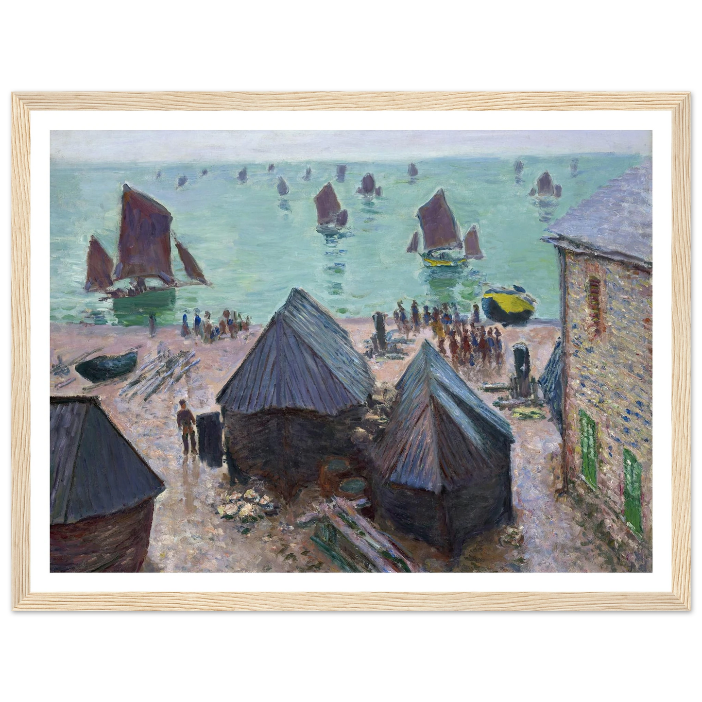 The Departure of the Boats, Étretat (1885) Art Print | Claude Monet - Framed Poster - 30x40 cm / 12x16″ - Black frame