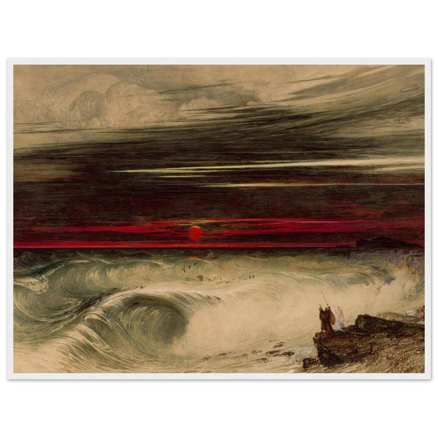 The Destruction of Pharaoh’s Host (1836) Art Print | John Martin - Framed Poster - 30x40 cm / 12x16″ - Black frame