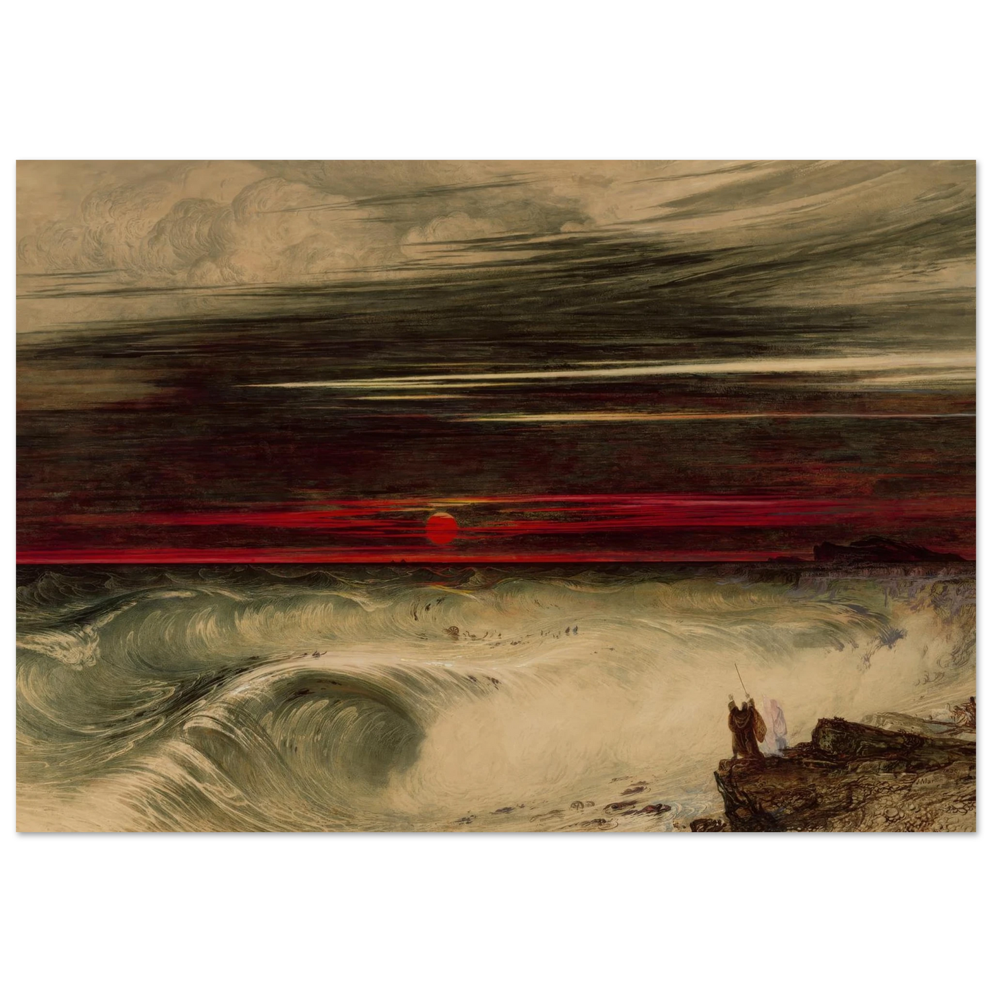 The Destruction of Pharaoh’s Host (1836) Art Print | John Martin - Framed Poster - 30x40 cm / 12x16″ - Black frame