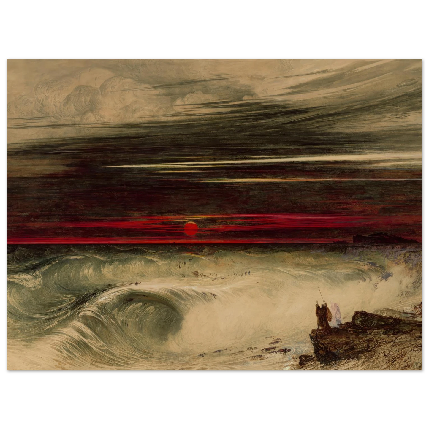The Destruction of Pharaoh’s Host (1836) Art Print | John Martin - Framed Poster - 30x40 cm / 12x16″ - Black frame