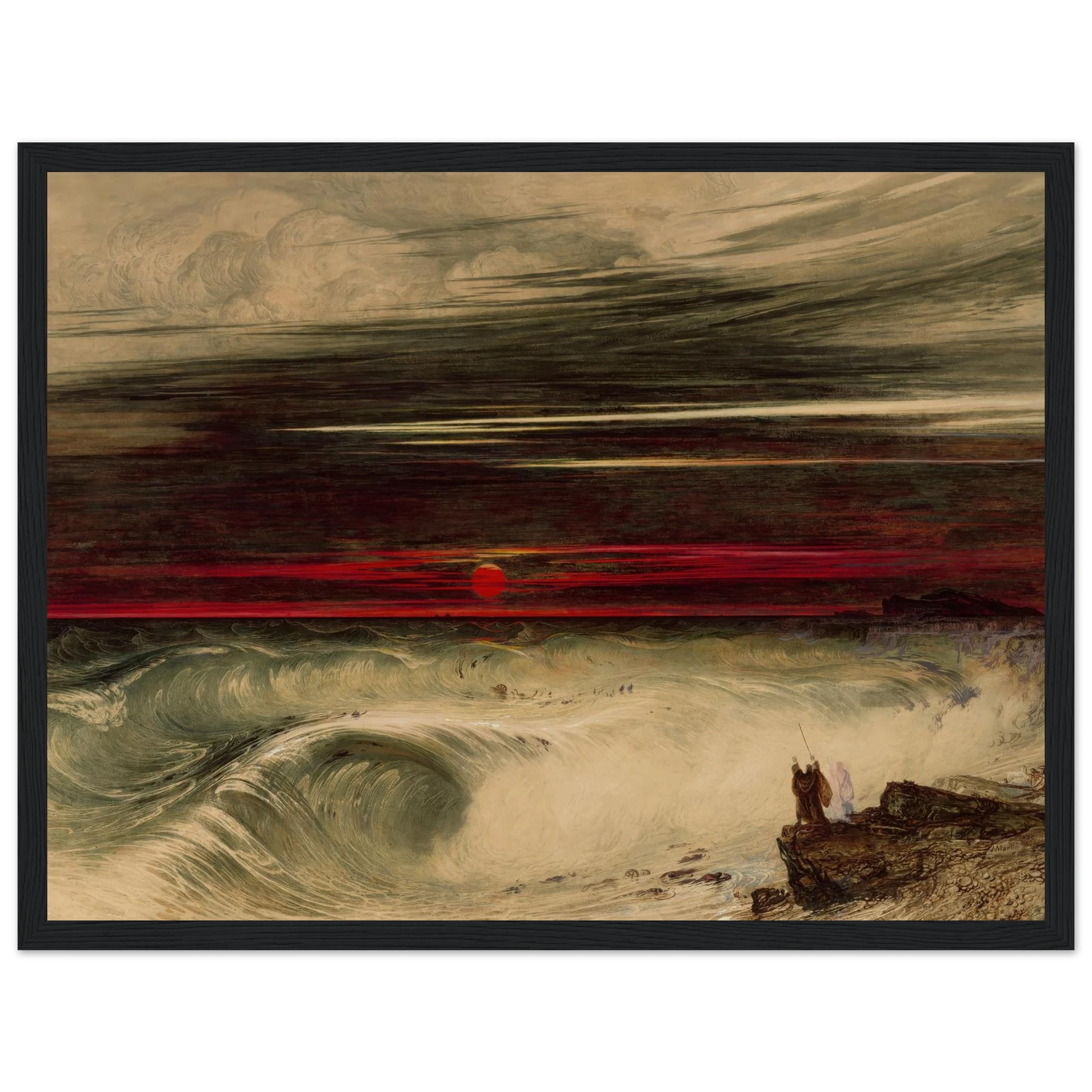 The Destruction of Pharaoh’s Host (1836) Art Print | John Martin - Framed Poster - 30x40 cm / 12x16″ - Black frame