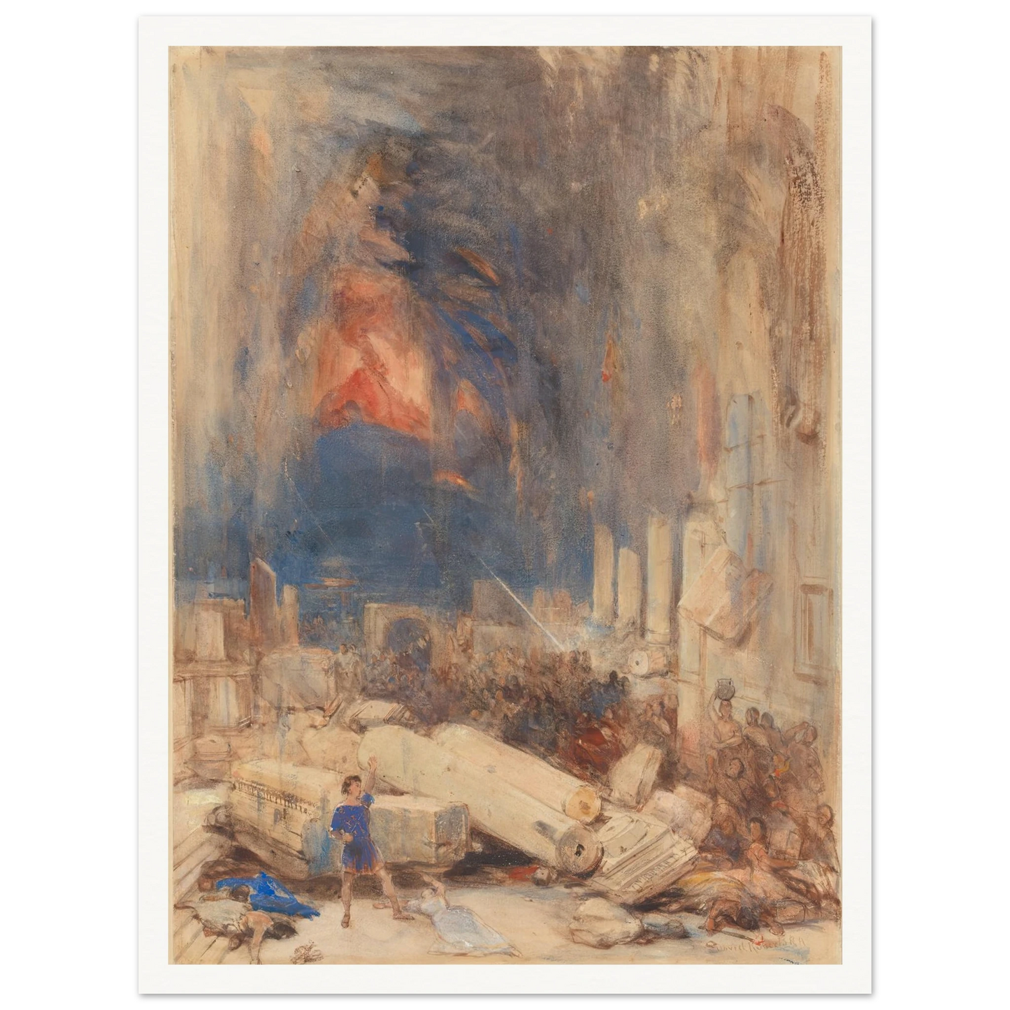 The Destruction of Pompeii Art Print | David Roberts - Framed Poster - 30x40 cm / 12x16″ - Black frame