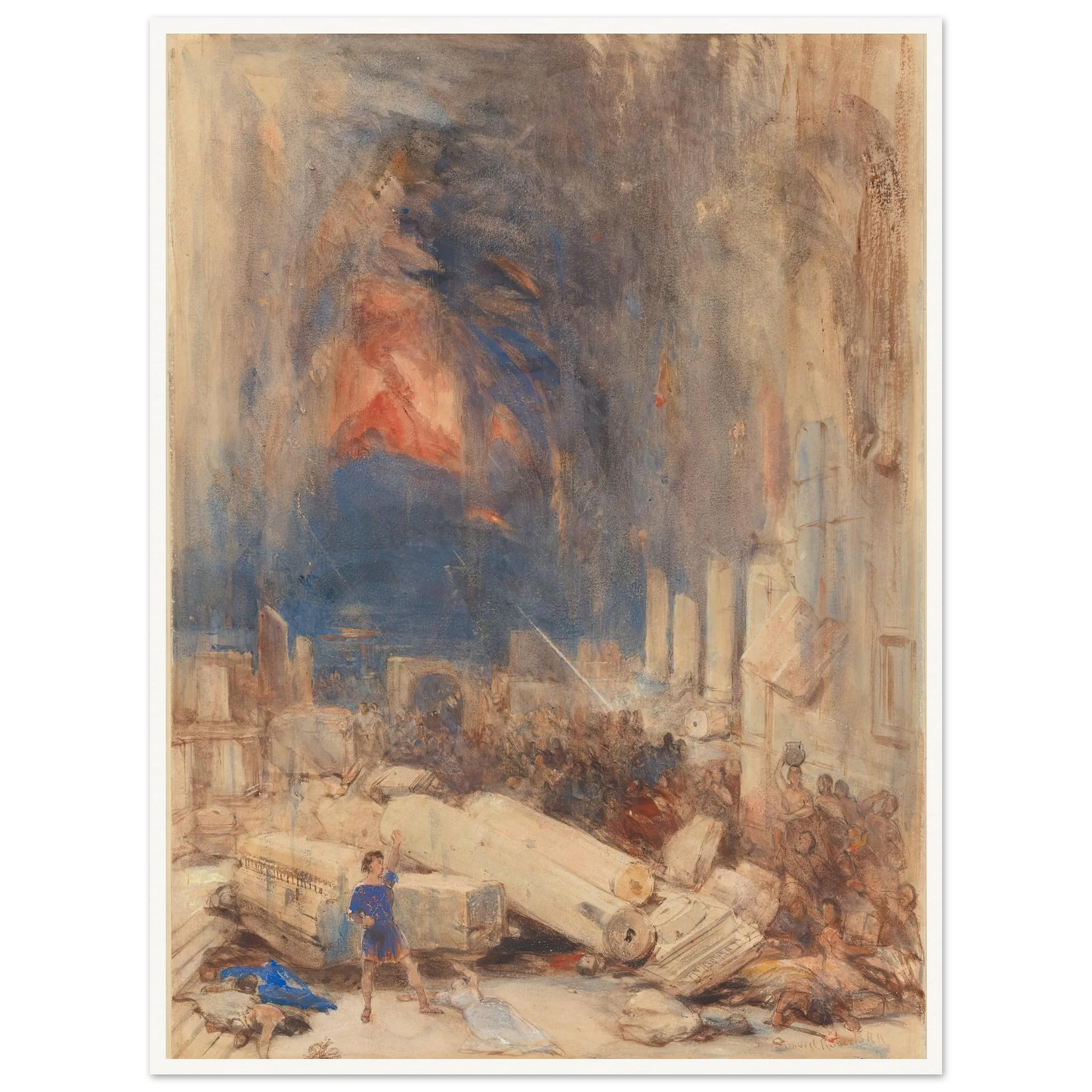 The Destruction of Pompeii Art Print | David Roberts - Framed Poster - 30x40 cm / 12x16″ - Black frame