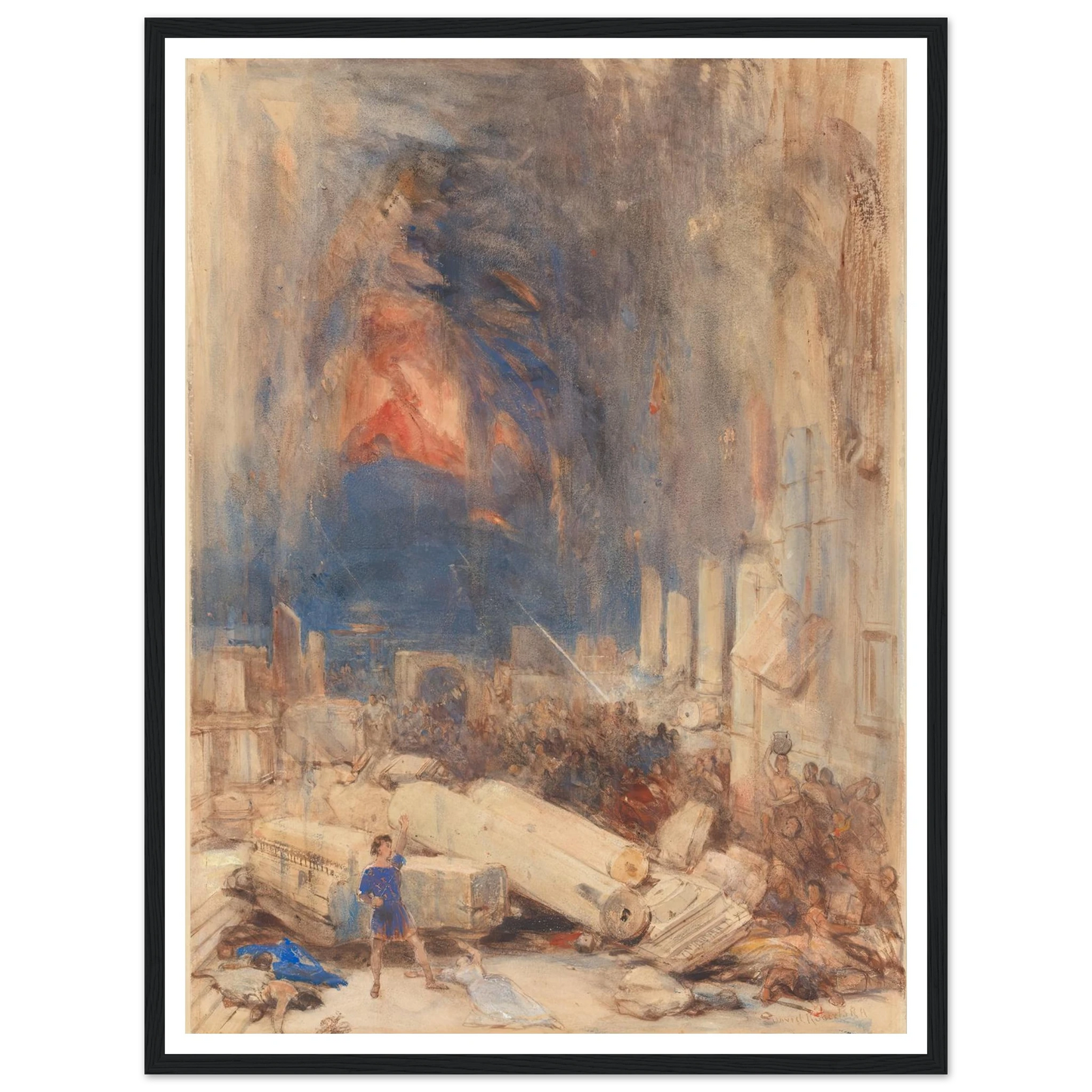 The Destruction of Pompeii Art Print | David Roberts - Framed Poster - 30x40 cm / 12x16″ - Black frame