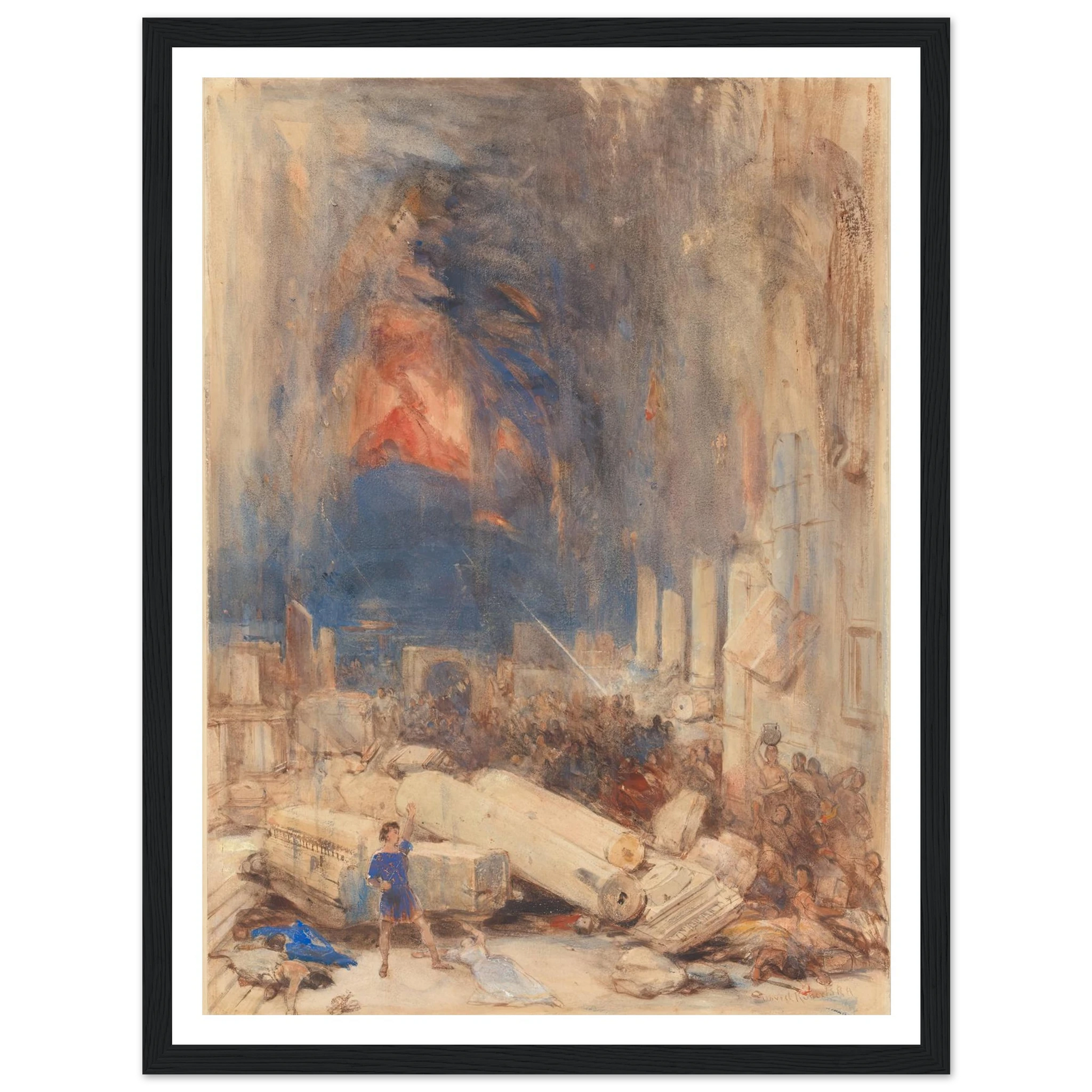 The Destruction of Pompeii Art Print | David Roberts - Framed Poster - 30x40 cm / 12x16″ - Black frame