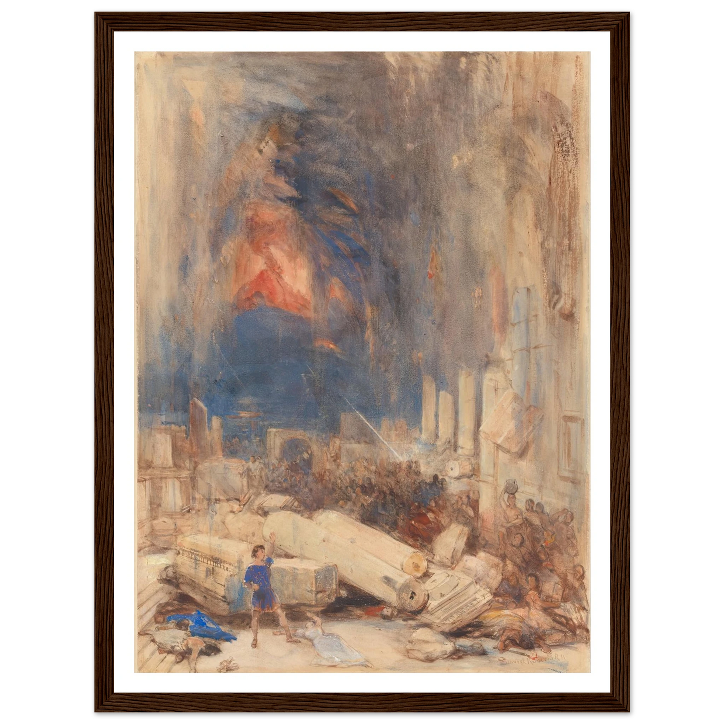 The Destruction of Pompeii Art Print | David Roberts - Framed Poster - 30x40 cm / 12x16″ - Black frame
