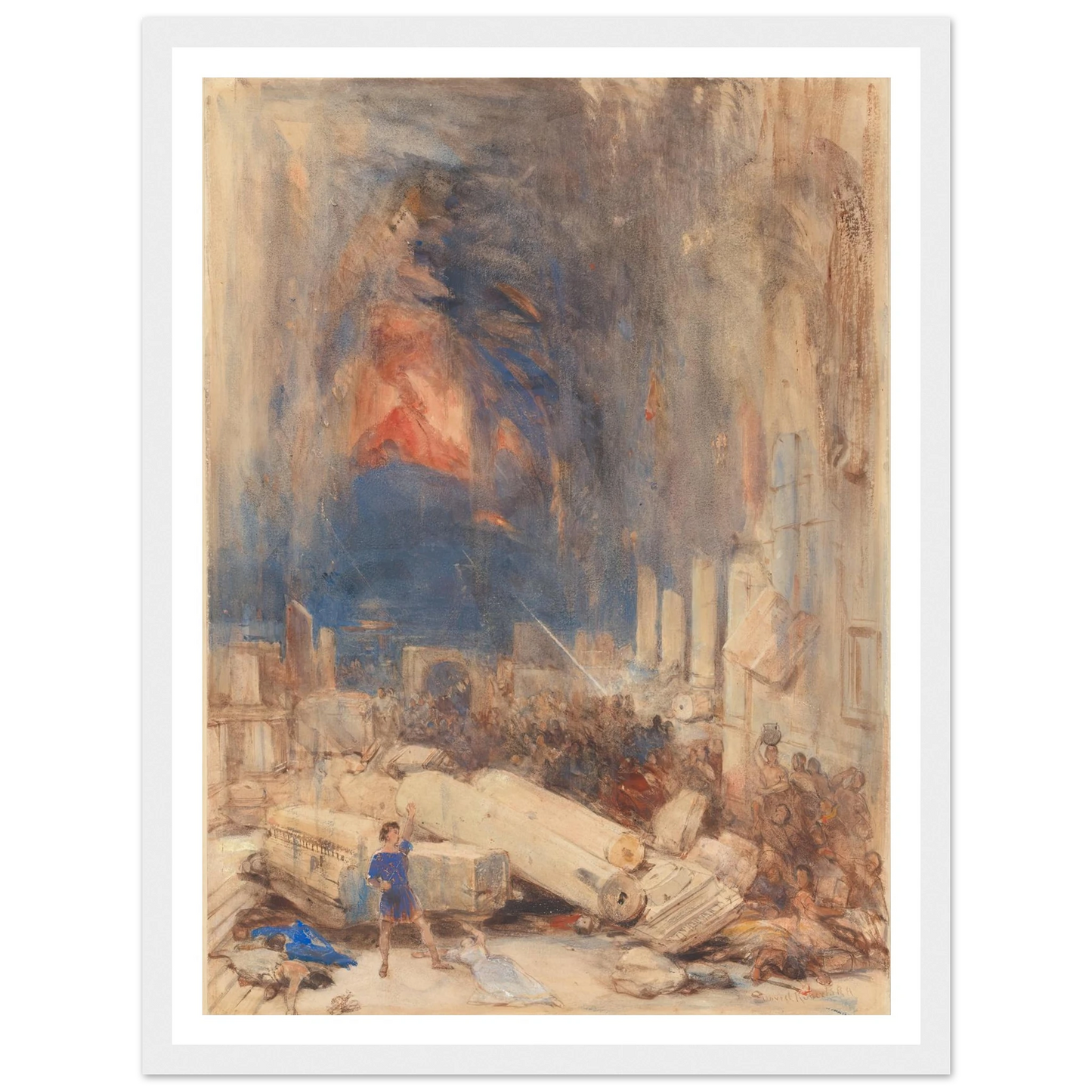 The Destruction of Pompeii Art Print | David Roberts - Framed Poster - 30x40 cm / 12x16″ - Black frame