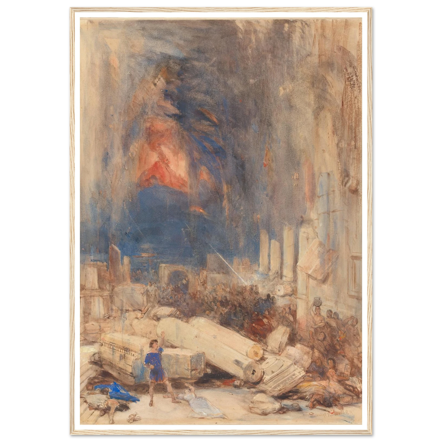 The Destruction of Pompeii Art Print | David Roberts - Framed Poster - 30x40 cm / 12x16″ - Black frame