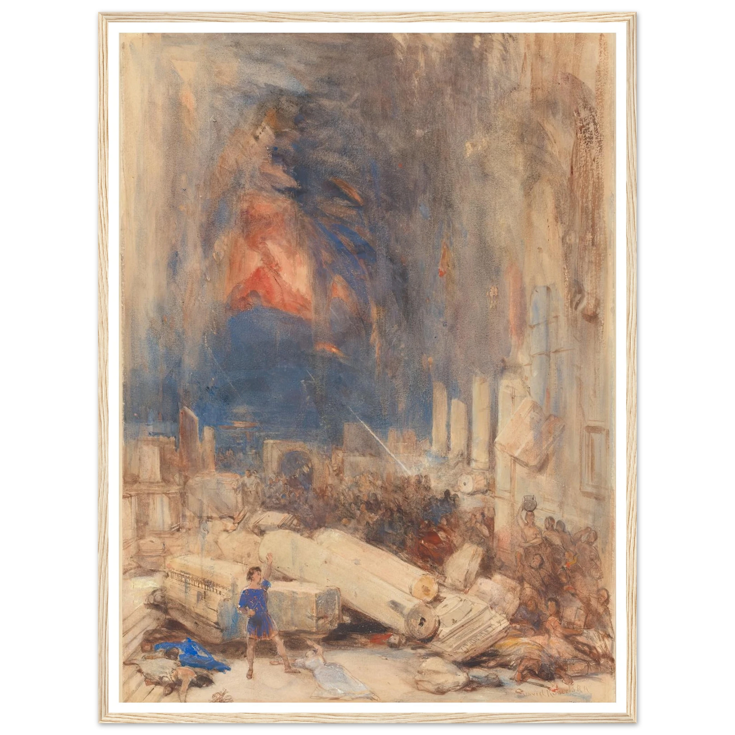 The Destruction of Pompeii Art Print | David Roberts - Framed Poster - 30x40 cm / 12x16″ - Black frame