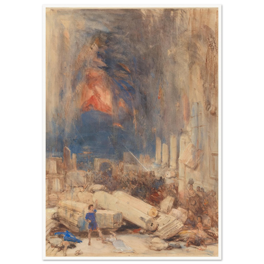 The Destruction of Pompeii Art Print | David Roberts - Framed Poster - 30x40 cm / 12x16″ - Black frame