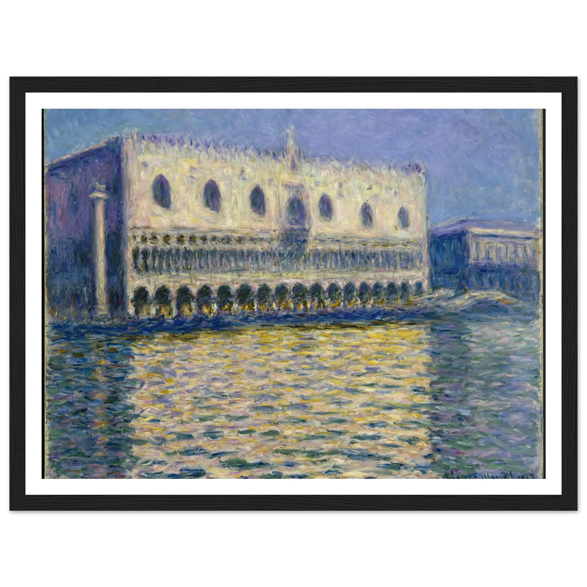 The Doges Palace (Le Palais ducal) Art Print | Claude Monet - Framed Poster - 30x40 cm / 12x16″ - Black frame