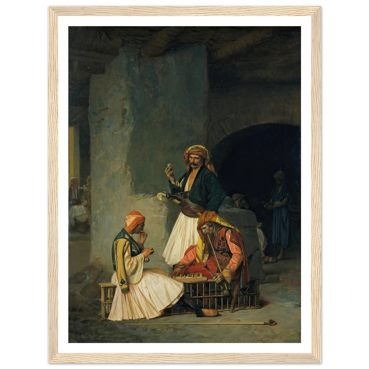The Draught Players (1859) Art Print | Jean Leon Gerome - Framed Poster - 30x40 cm / 12x16″ - Black frame