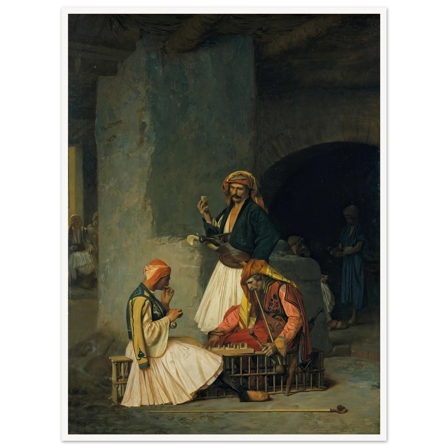 The Draught Players (1859) Art Print | Jean Leon Gerome - Framed Poster - 30x40 cm / 12x16″ - Black frame