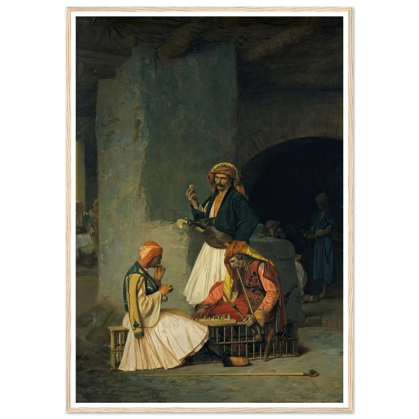 The Draught Players (1859) Art Print | Jean Leon Gerome - Framed Poster - 30x40 cm / 12x16″ - Black frame