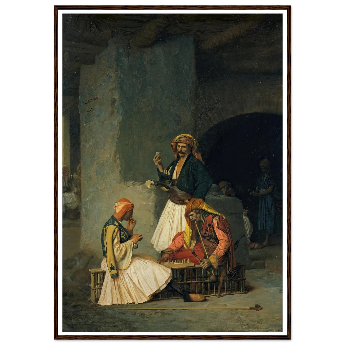 The Draught Players (1859) Art Print | Jean Leon Gerome - Framed Poster - 30x40 cm / 12x16″ - Black frame