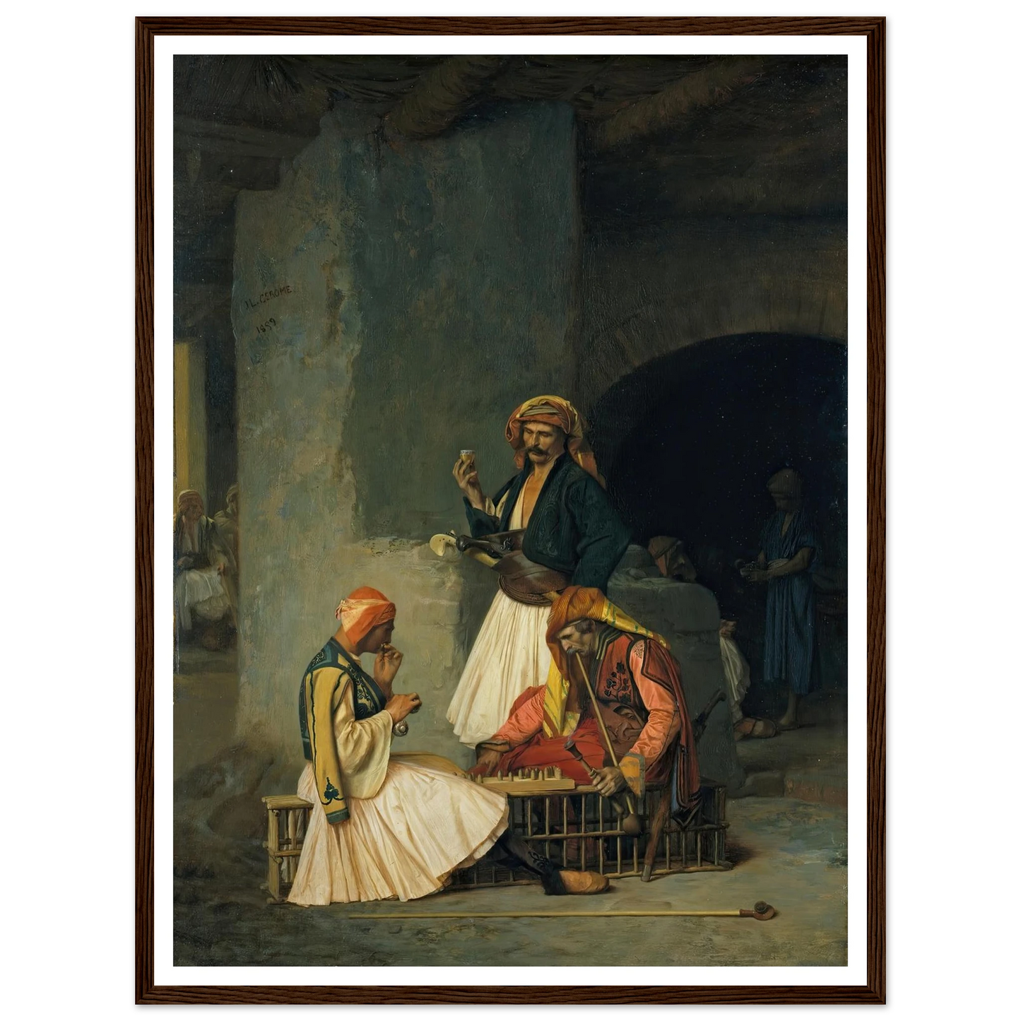 The Draught Players (1859) Art Print | Jean Leon Gerome - Framed Poster - 30x40 cm / 12x16″ - Black frame