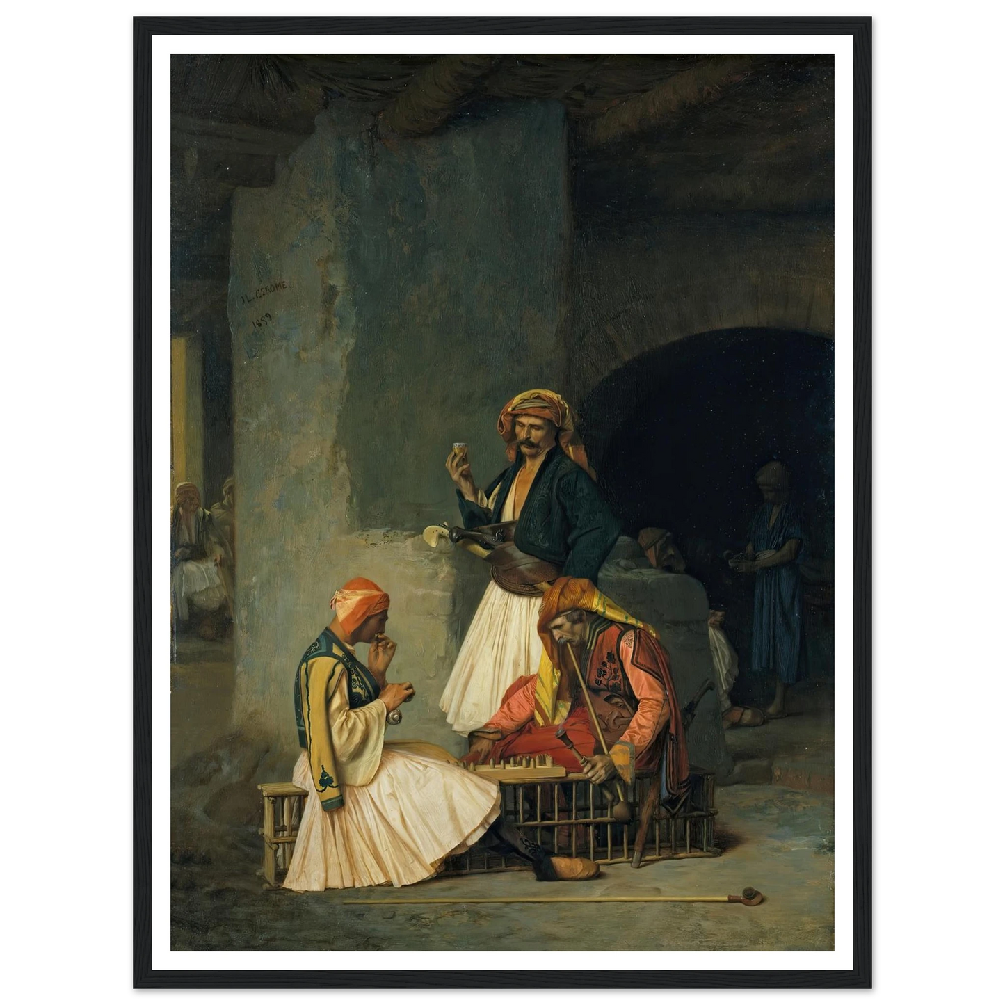 The Draught Players (1859) Art Print | Jean Leon Gerome - Framed Poster - 30x40 cm / 12x16″ - Black frame