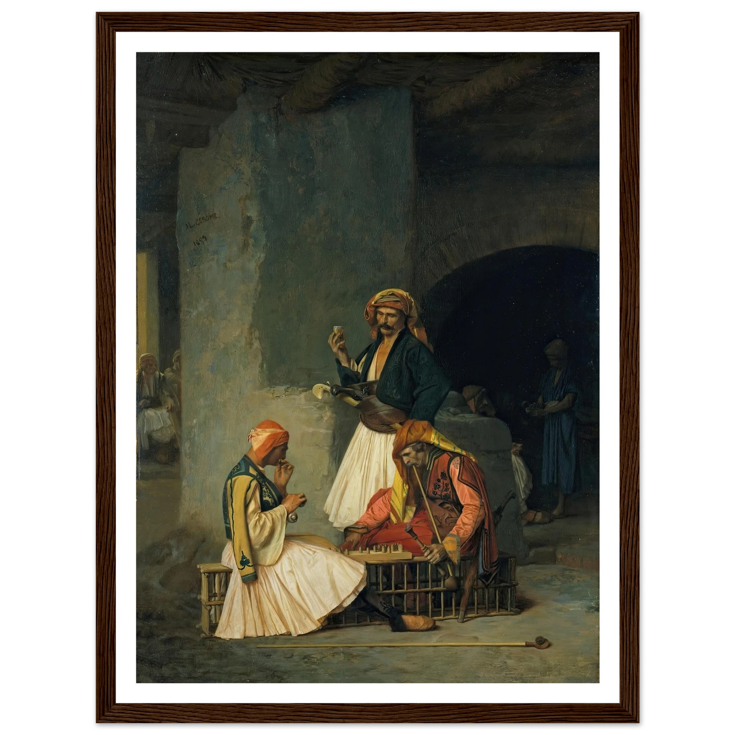 The Draught Players (1859) Art Print | Jean Leon Gerome - Framed Poster - 30x40 cm / 12x16″ - Black frame