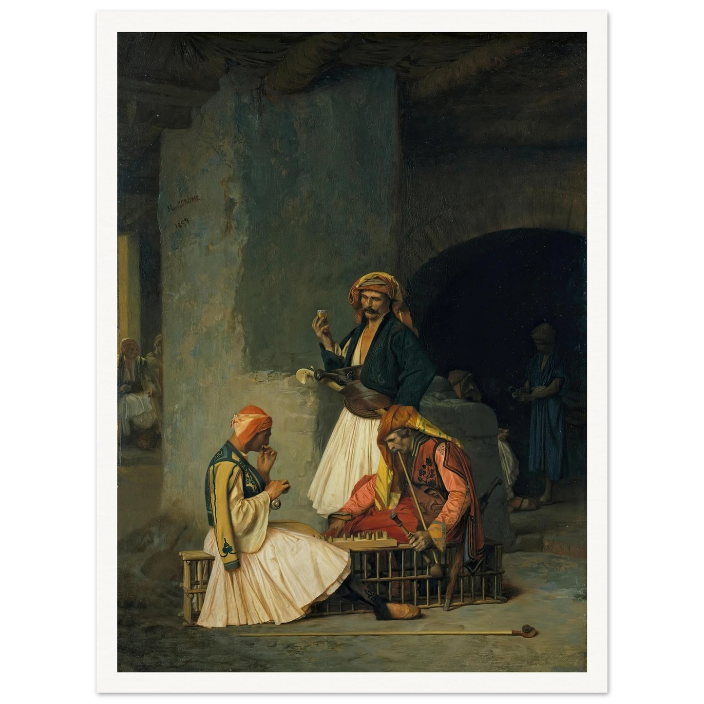 The Draught Players (1859) Art Print | Jean Leon Gerome - Framed Poster - 30x40 cm / 12x16″ - Black frame