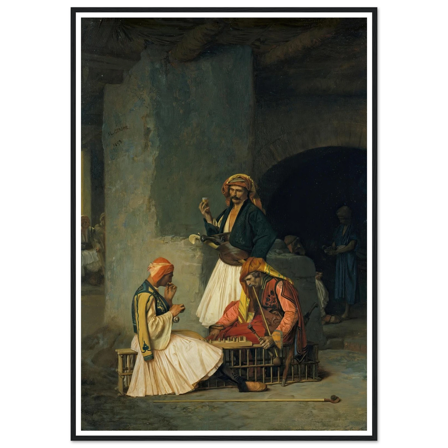The Draught Players (1859) Art Print | Jean Leon Gerome - Framed Poster - 30x40 cm / 12x16″ - Black frame