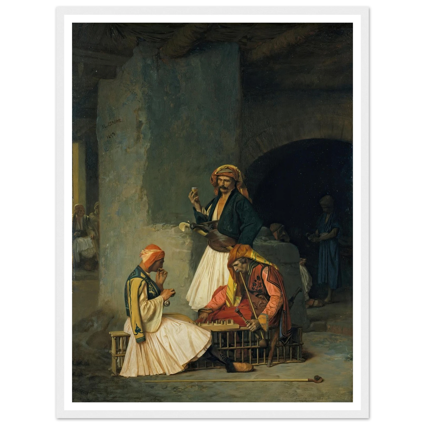 The Draught Players (1859) Art Print | Jean Leon Gerome - Framed Poster - 30x40 cm / 12x16″ - Black frame