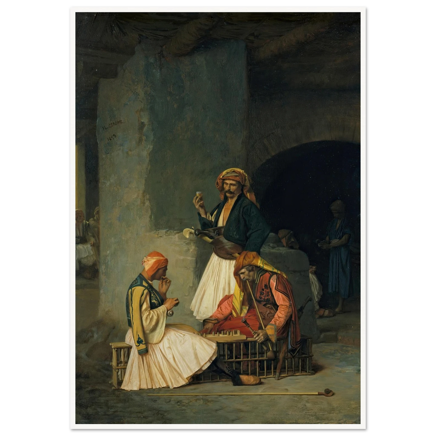 The Draught Players (1859) Art Print | Jean Leon Gerome - Framed Poster - 30x40 cm / 12x16″ - Black frame