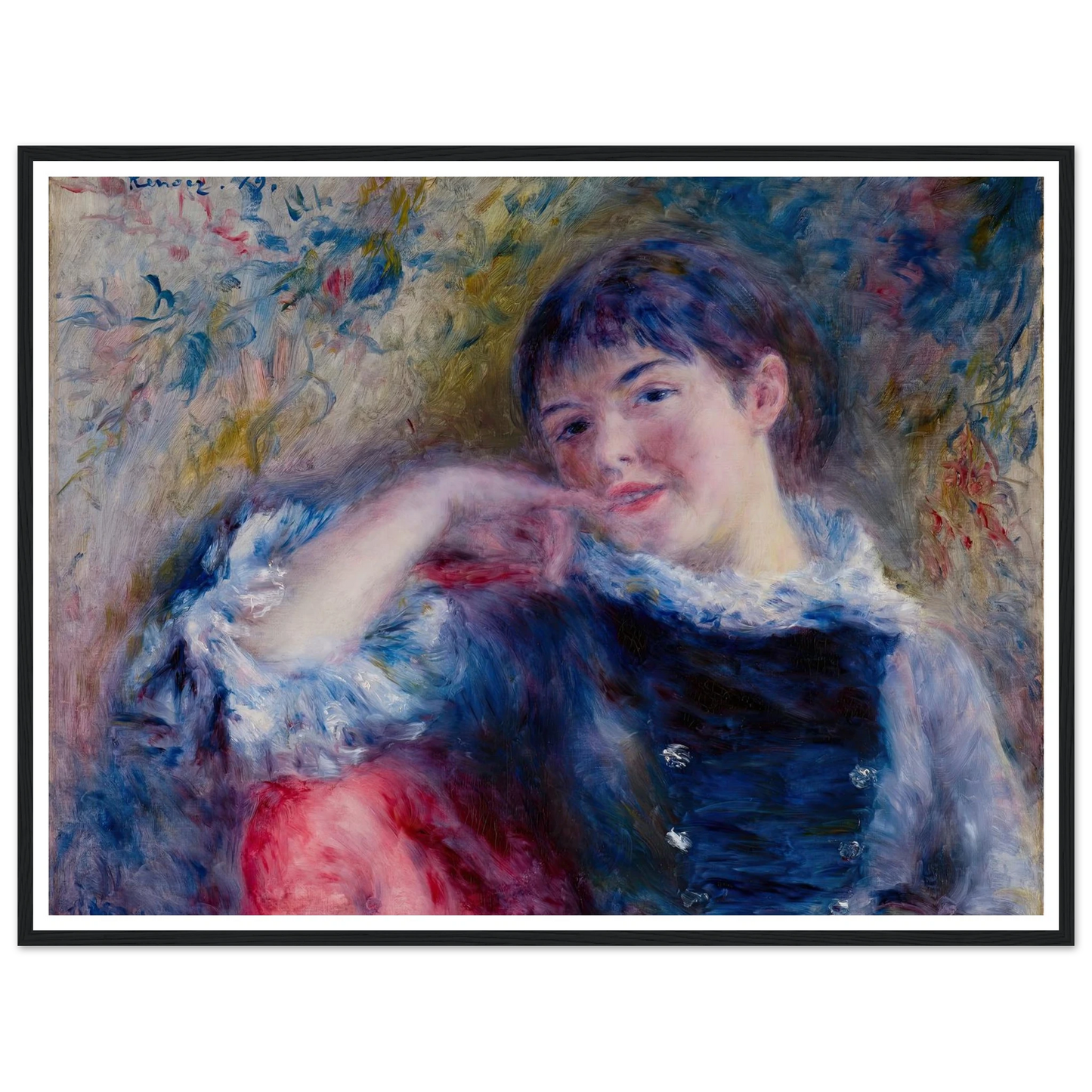 The Dreamer (1879) Art Print | Pierre Auguste Renoir - Framed Poster - 30x40 cm / 12x16″ - Black frame