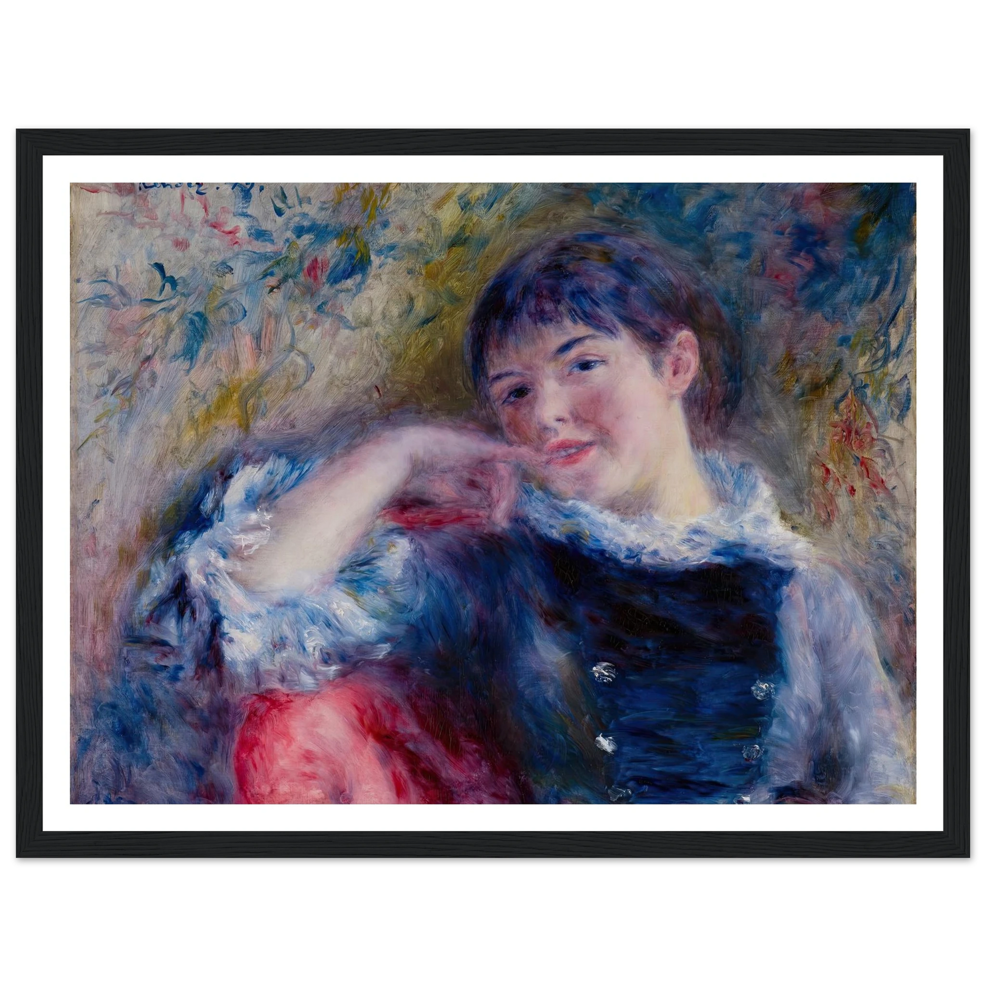 The Dreamer (1879) Art Print | Pierre Auguste Renoir - Framed Poster - 30x40 cm / 12x16″ - Black frame
