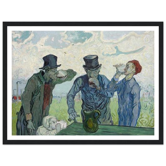 The Drinkers (1890) Art Print | Vincent van Gogh - Framed Poster - 30x40 cm / 12x16″ - Black frame