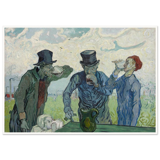 The Drinkers (1890) Art Print | Vincent van Gogh - Framed Poster - 30x40 cm / 12x16″ - Black frame