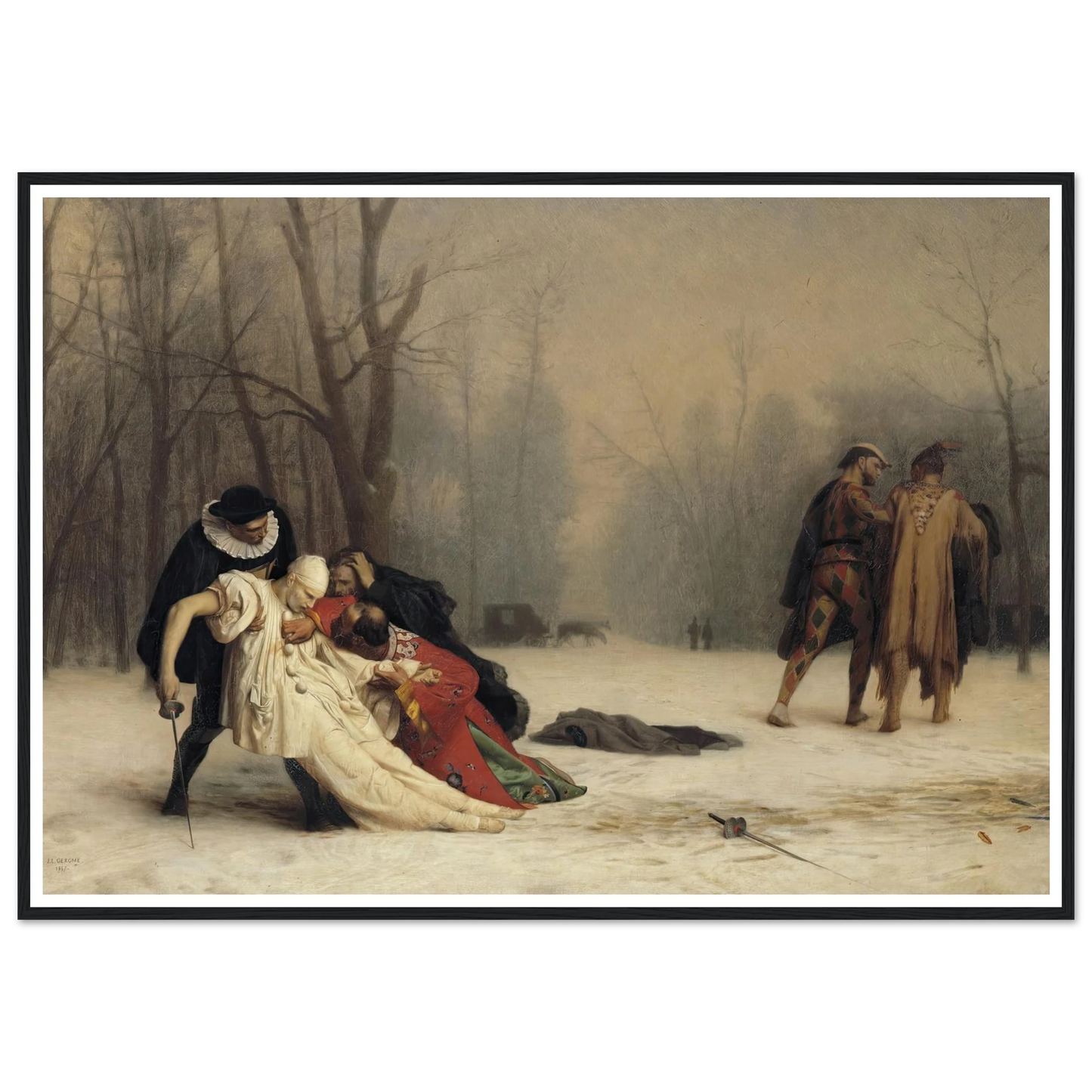 The Duel After the Masquerade (1857) Art Print | Jean Leon Gerome - Framed Poster - 30x40 cm / 12x16″ - Black frame