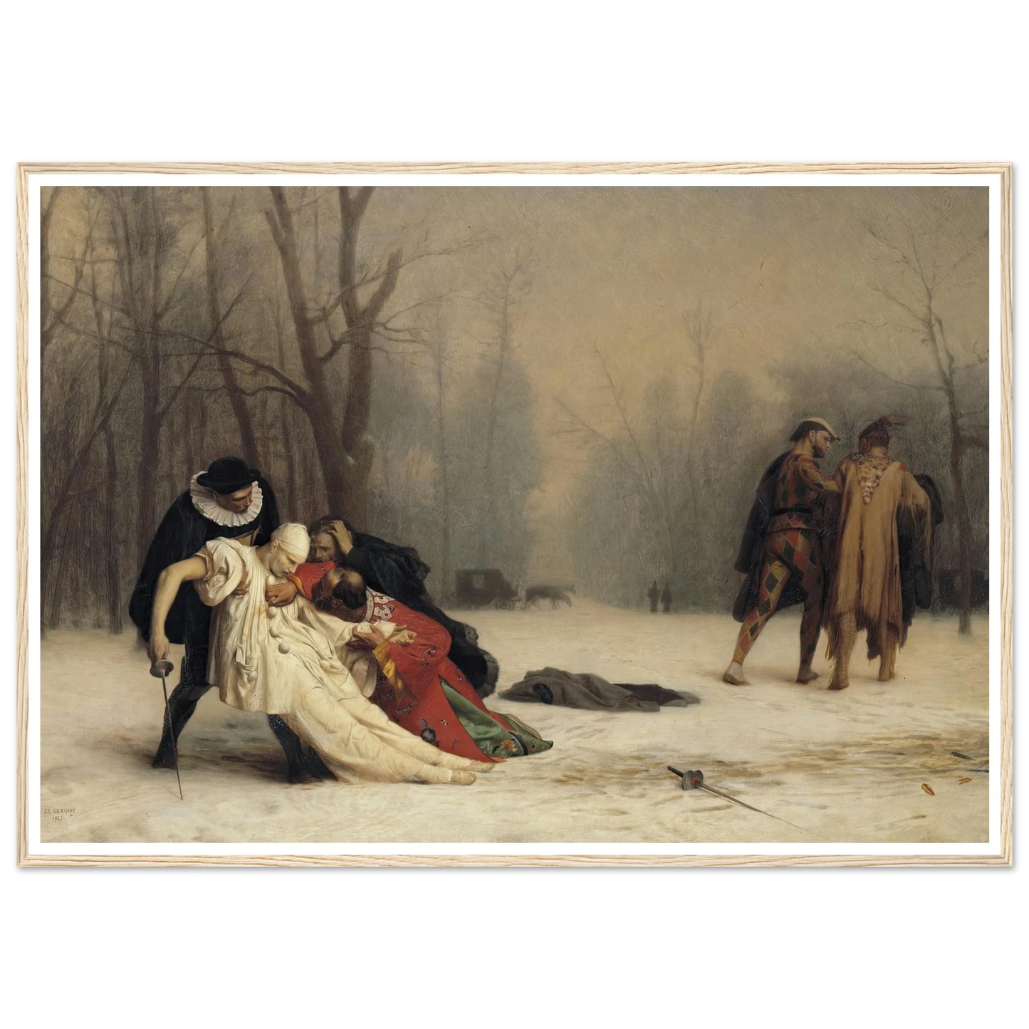 The Duel After the Masquerade (1857) Art Print | Jean Leon Gerome - Framed Poster - 30x40 cm / 12x16″ - Black frame