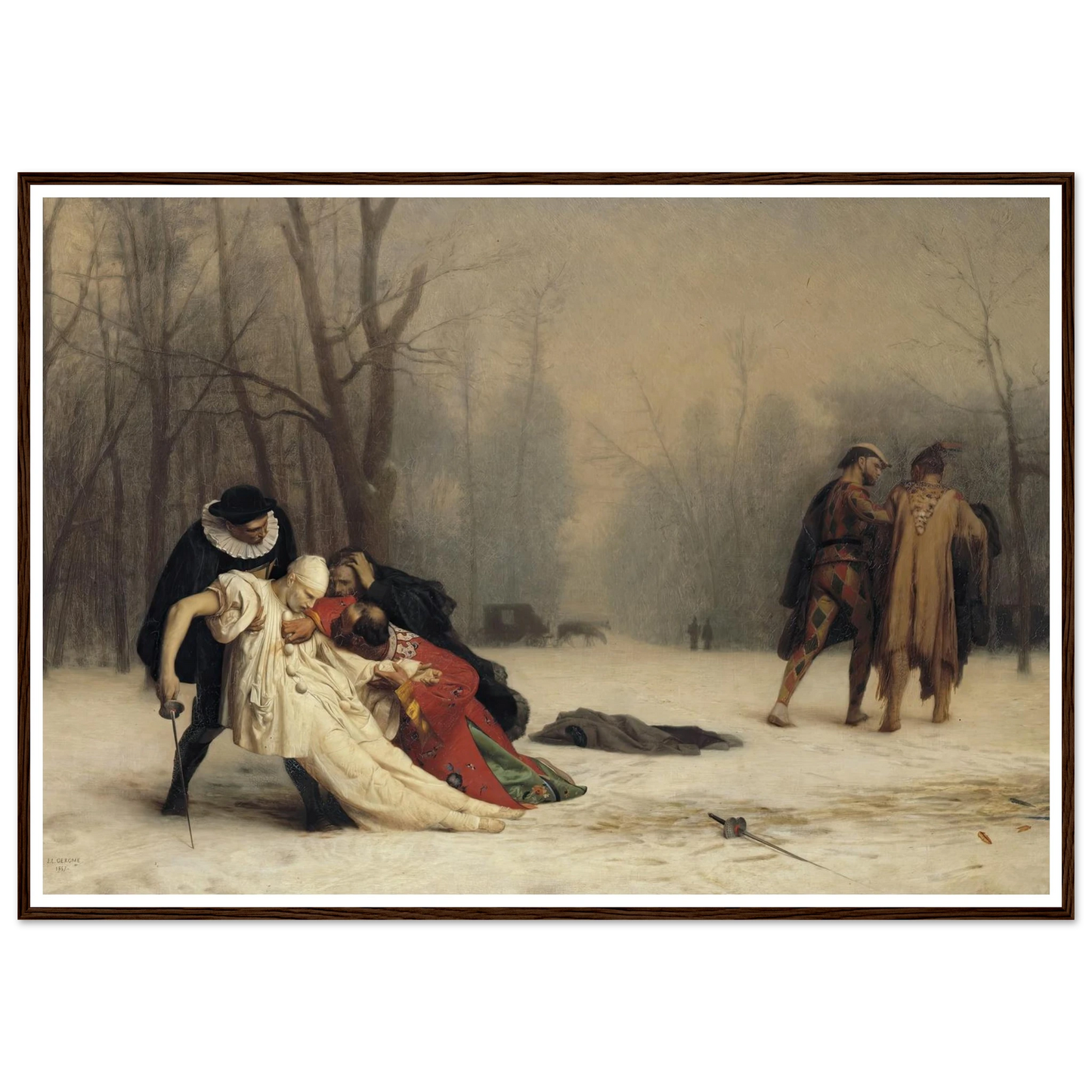 The Duel After the Masquerade (1857) Art Print | Jean Leon Gerome - Framed Poster - 30x40 cm / 12x16″ - Black frame