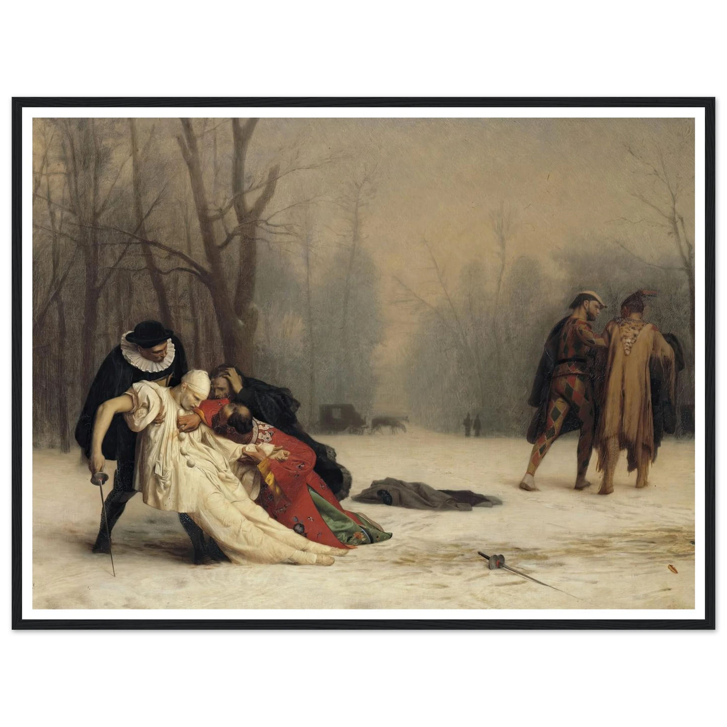 The Duel After the Masquerade (1857) Art Print | Jean Leon Gerome - Framed Poster - 30x40 cm / 12x16″ - Black frame