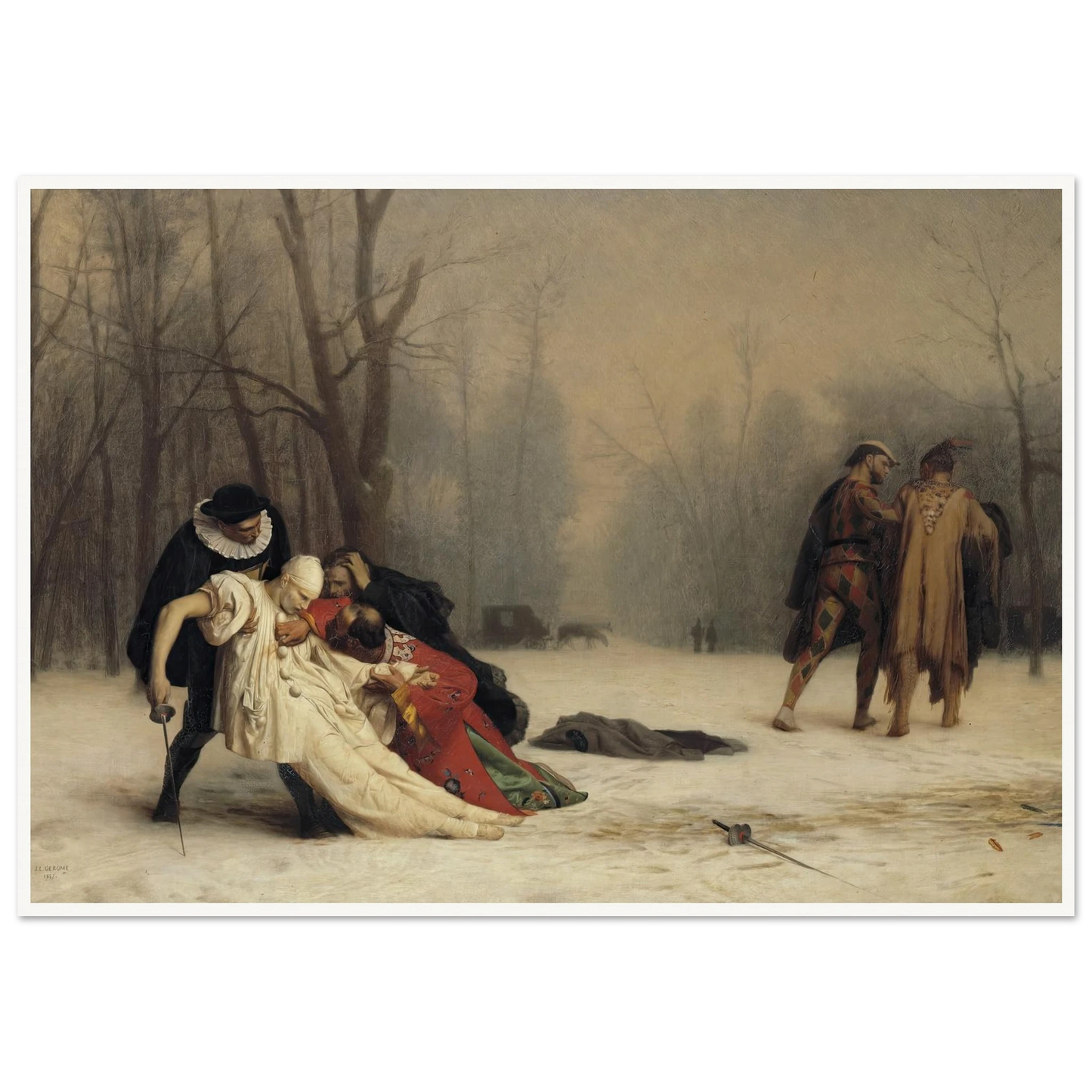 The Duel After the Masquerade (1857) Art Print | Jean Leon Gerome - Framed Poster - 30x40 cm / 12x16″ - Black frame
